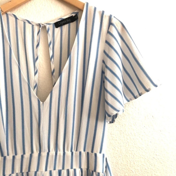 Crystal Sky Striped Romper With Maxi Skirt - Picture 2 of 4